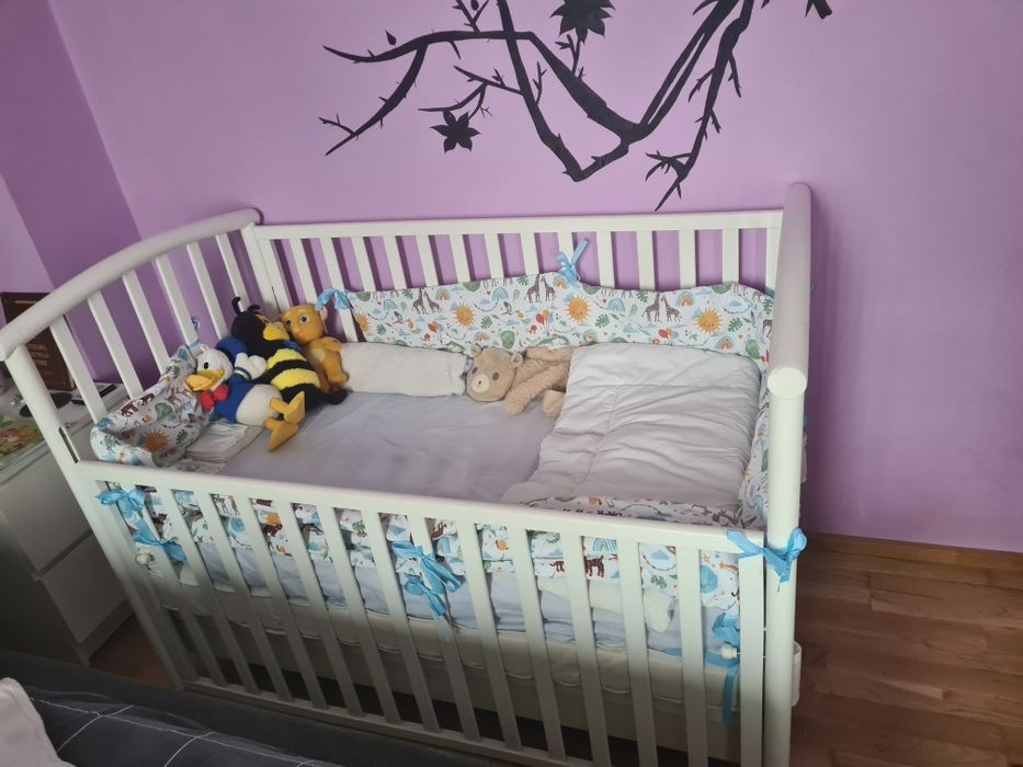 Patut bebe alb  cu sertar+ Saltea