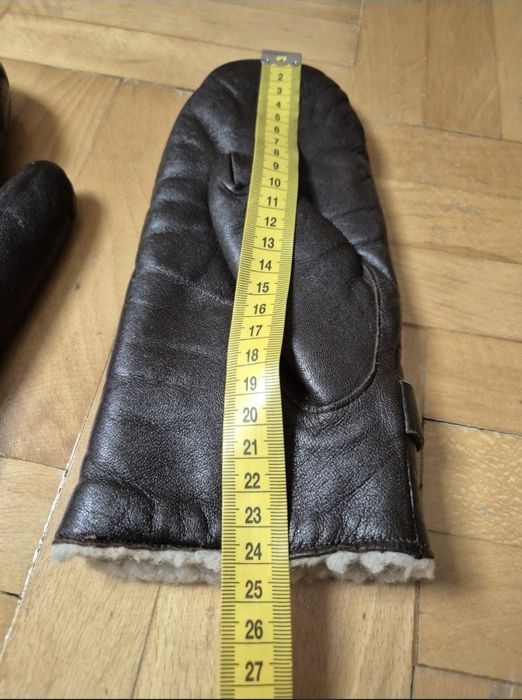 Mănuși Made in Italy din piele naturală de vițel + lână groasă S/M