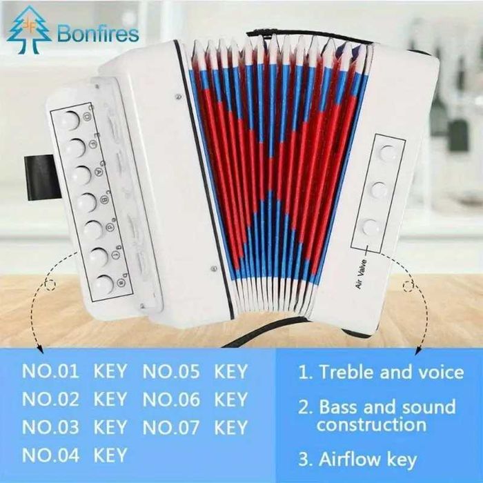 Mini-acordeon mic cu 10 taste pentru începători - instrument muzical