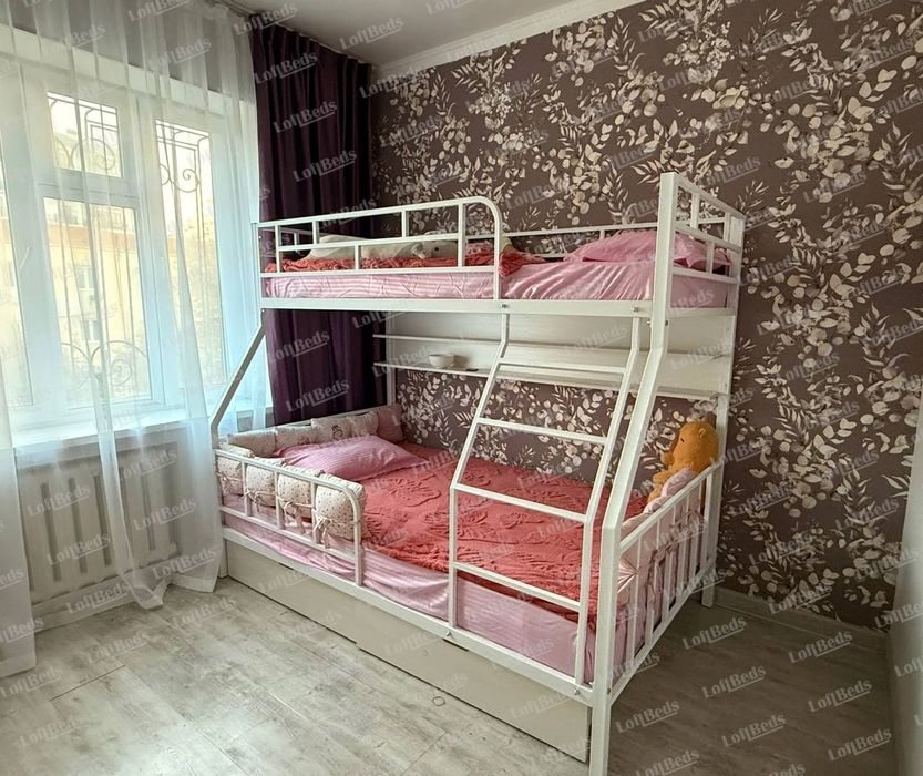 Детская Кровать Двухъярусная ВЕРОНА, матрас, полки и ящик