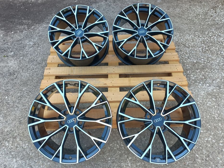 18"Audi S line 5x112 8j et40 A3 A4 A6 Q3 Q5 Black Polish Чисто Нови.