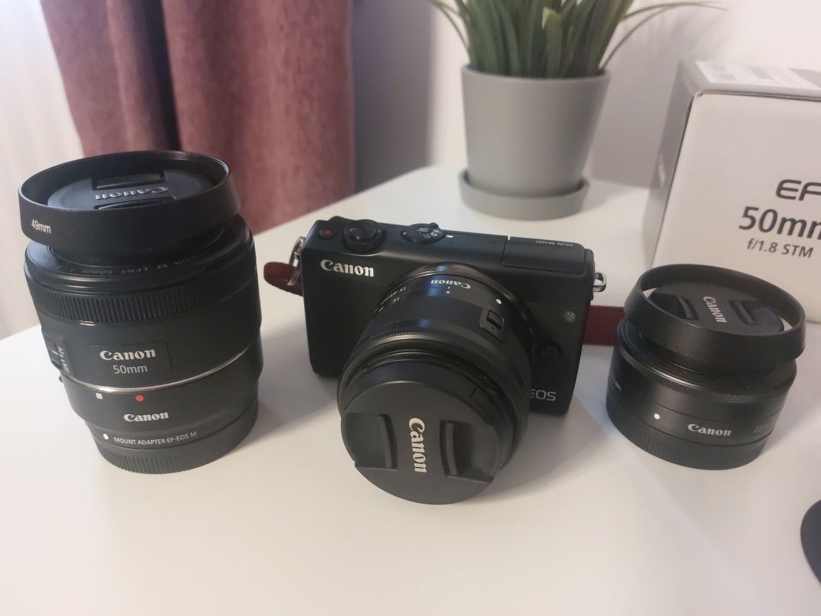 Canon M100 Mirrorless 24mp kit cu 3 obiective