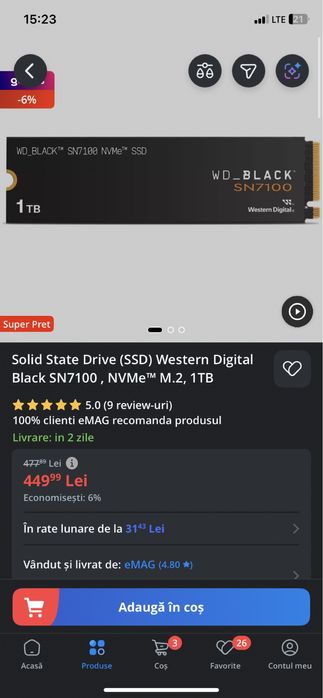 Kit SSD (SN 7100 wd black 1tb + Kingston A2000 250 gb