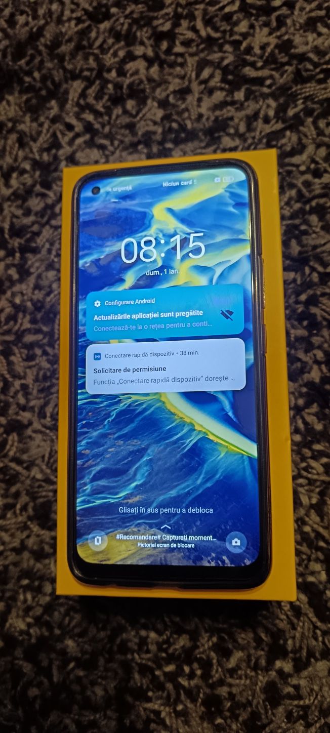 Realme 8 in cutia originala cu husa de protectie și căști audio noi.