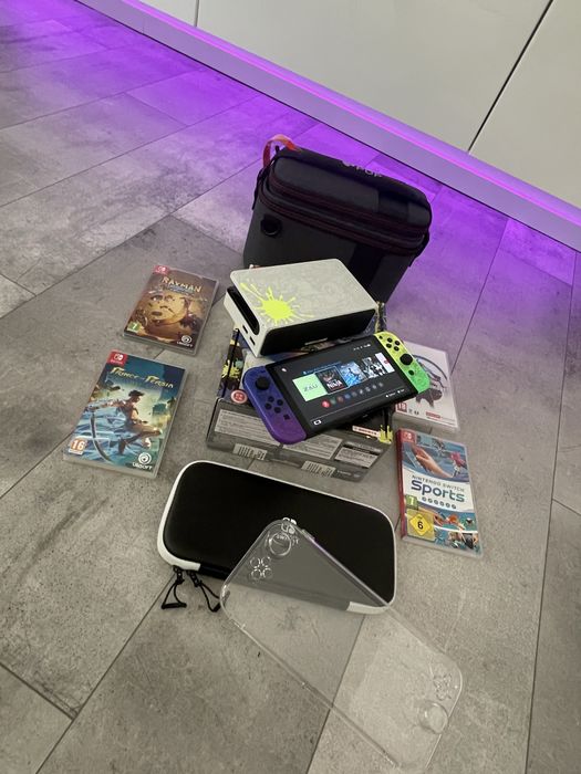 Nintendo Switch OLED+Geanta transport+Husa+Protective case+Jocuri