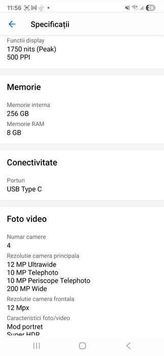 Vând Telefon mobil Samsung Galaxy S23 Ultra, Dual SIM, 8GB RAM, 256GB