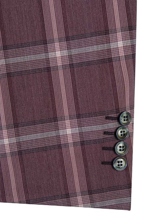 Sacou blazer slim 52 XL premium Bigotti NOU lana 100% carouri grena