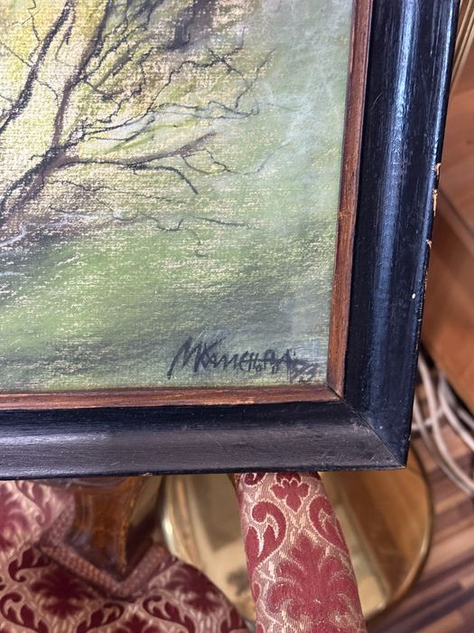 стара бълг картина сух пастел търново автор