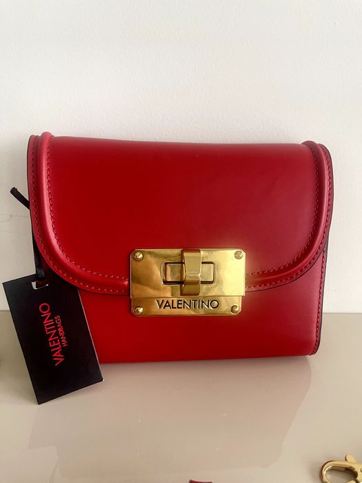 Valentino by Mario Valentino мини чанта-100 % естествена червена кожа