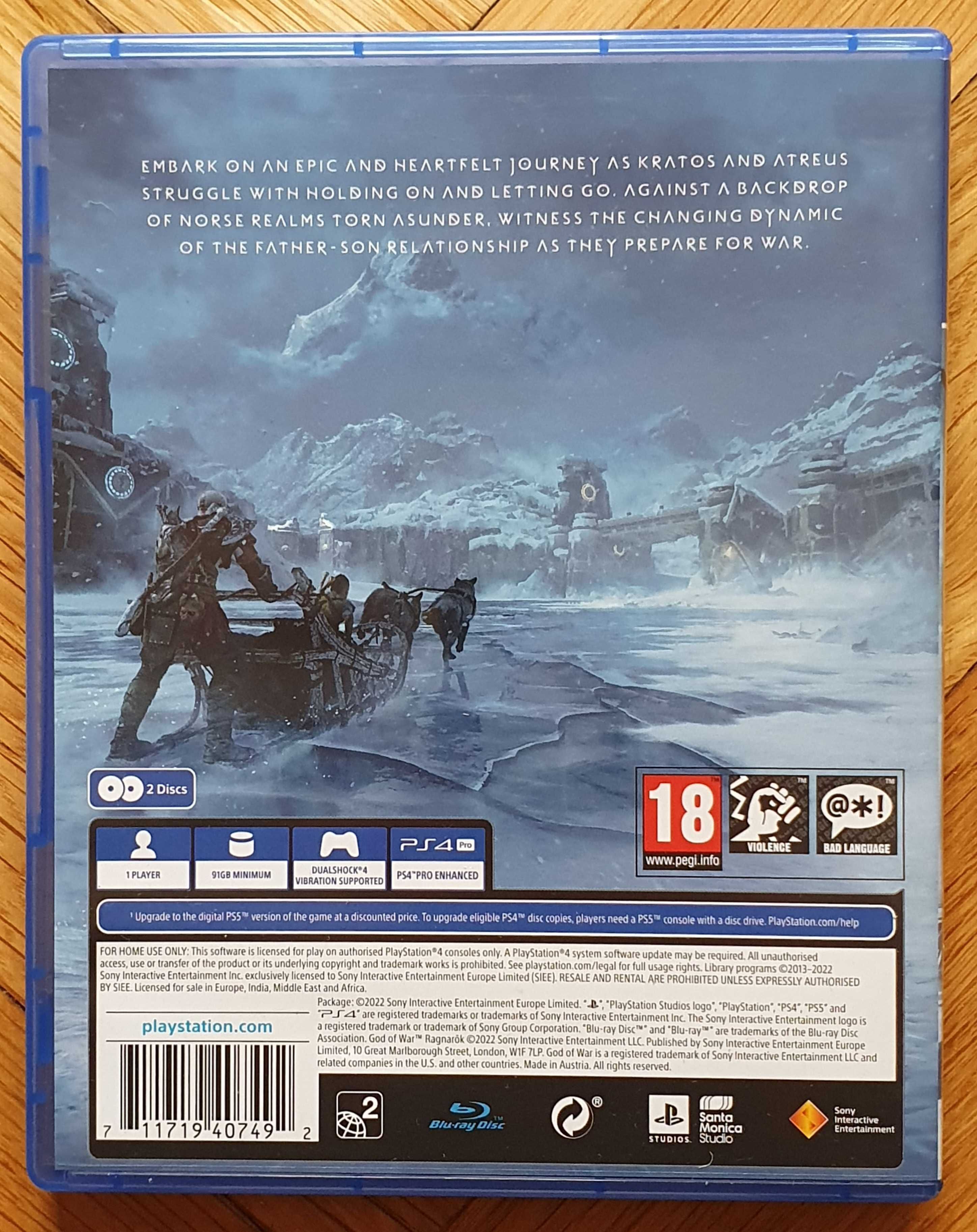 Два диска игра God of War Ragnarok PS4 Playstation 4 Плейстейшън 5 PS5