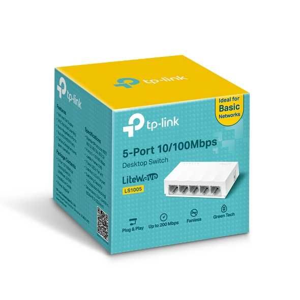 Коммутатор TP-Link LS1005, настольный, 5-портовый 10/100 Мбит/с
