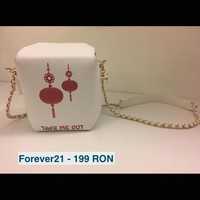 Geanta FOREVER21 alb rosu cutie imitatie de mancare chinezeasca 99 RON