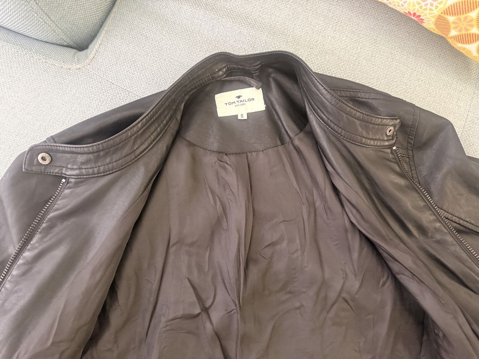 Черно кожено яке Tom Tailor