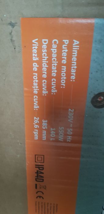 Vand betoniera 140 l, 550w noua, în garantie