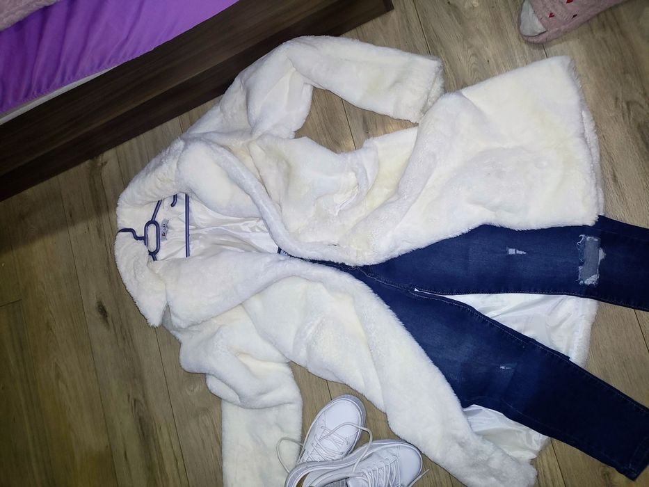 Промоция!!/Ново /Дамско пухено палто+подарък плюшен шал