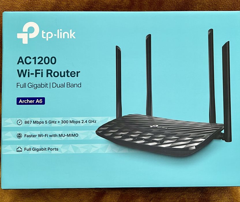 КАТО НОВ! Рутер TP-Link Archer A6 Гигабитов Двубандов (2,4GHz/5GHz)