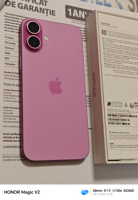 Apple iPhone 16 Plus - 128 GB Pink / impecabil / Garanție eMag