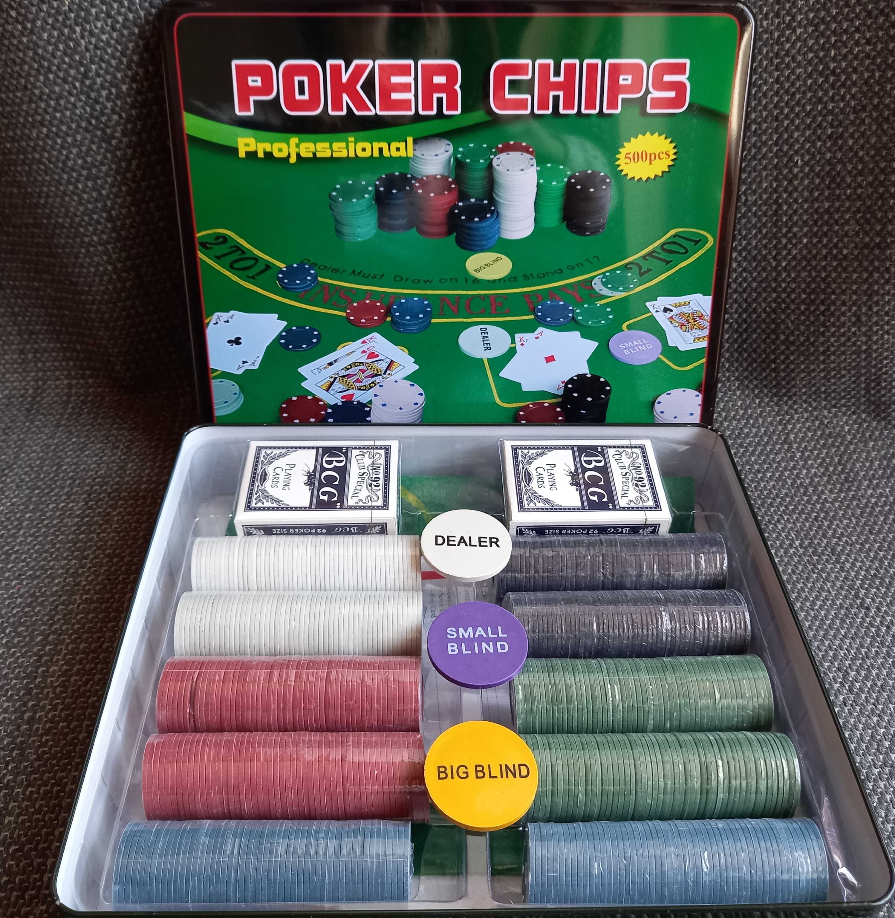 Joc de poker cu 500 de piese,2 pachete de carti.