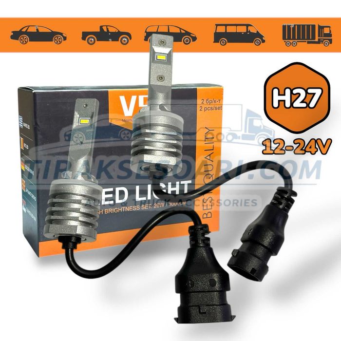 НОВ Модел 2025 V9 PREMIUM LED Крушки H27 300% повече светлина 12V 24V