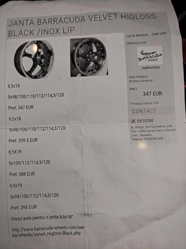 Джанти Баракуда Велвет 18цола.5/114,3 ММ