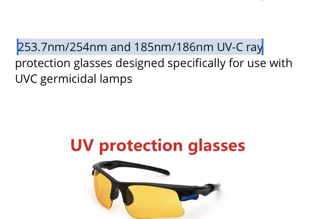Ochelari protectie UV UVA UVB UVC ochi uv-c lampa laser bactericida