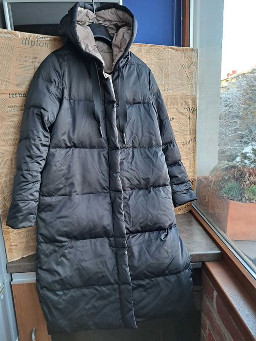 дамско яке,зимно,дълго Пухено,шуба гъши пух,две лица