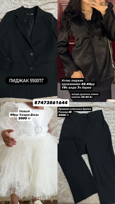 Пиджак, брюки, юбка, обувь, шапан