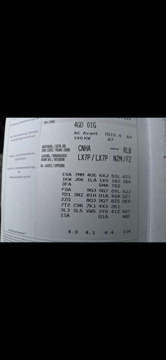 Usi Audi A6 C7 break cod culoare LX7P