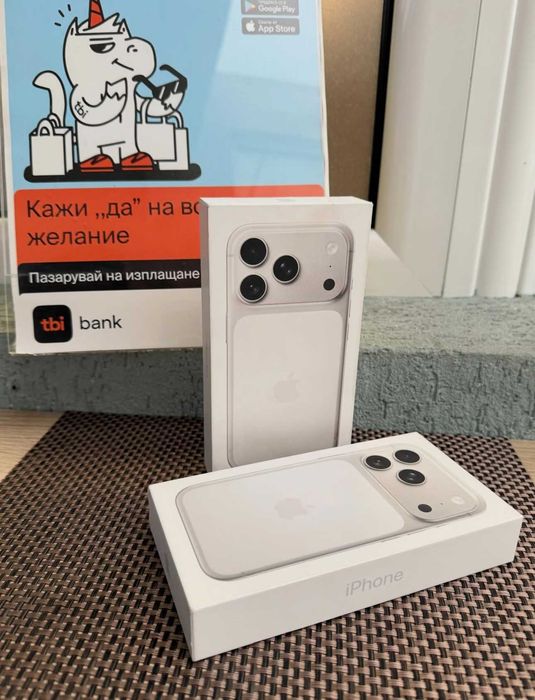 НОВ! НЕразпечатан! Iphone 17 PRO MAX Лизинг от 104лв/м silver blue USA