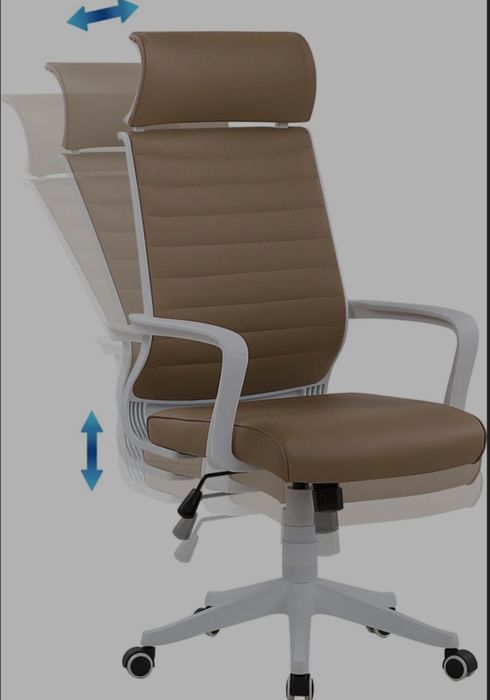 NOU Scaun ergonomic pentru birou "LEATHER", maro