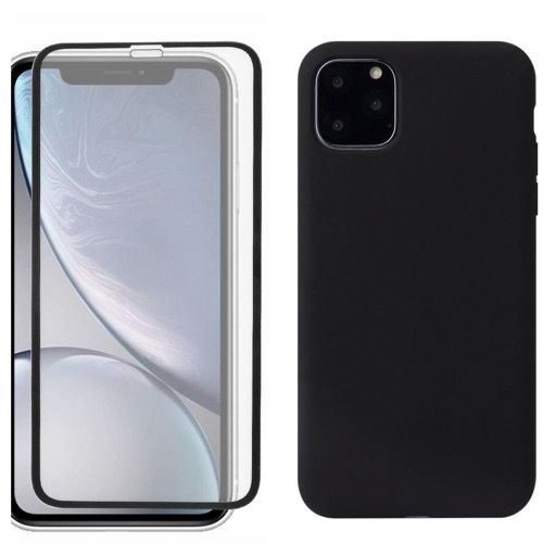 Husa Catifea Alcantara Case + Folie Sticla - Iphone 11/12 PRO