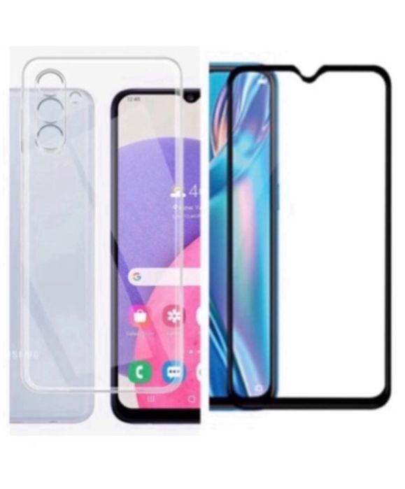 Husa Silicon Black/Clear si Folie Sticla Samsung A06/A05S/A04/A07/A17