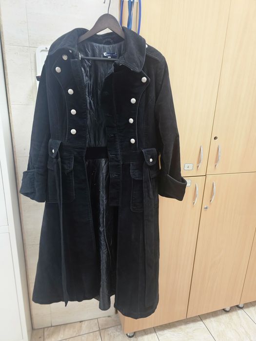 Palton negru catifea