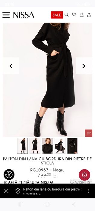 Palton din lana nissa negru