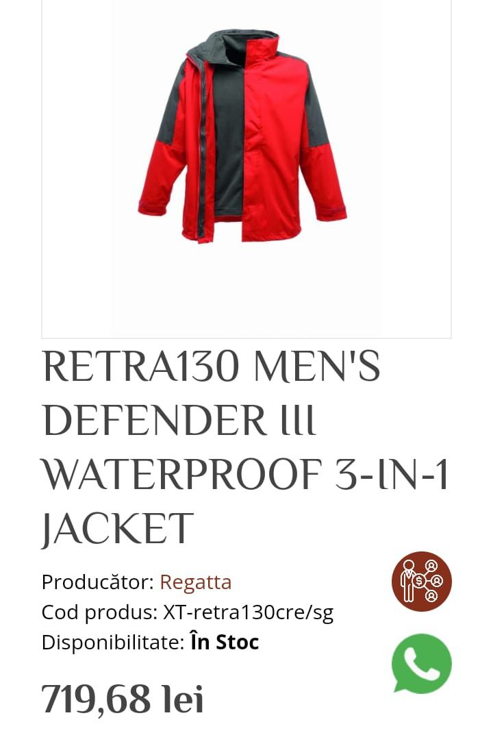 Geaca 3 in 1 Regatta profesionala noua M,  L