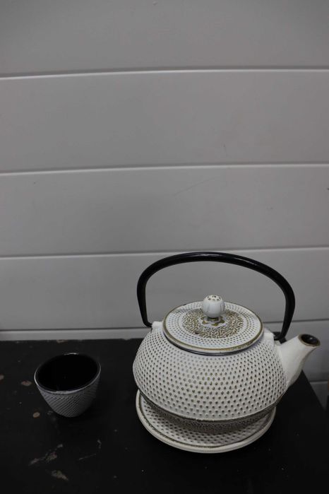 Комплект за чай Echtwerk от чугун, чайник 0.8л подвижна цедка, 1 ЧАША!