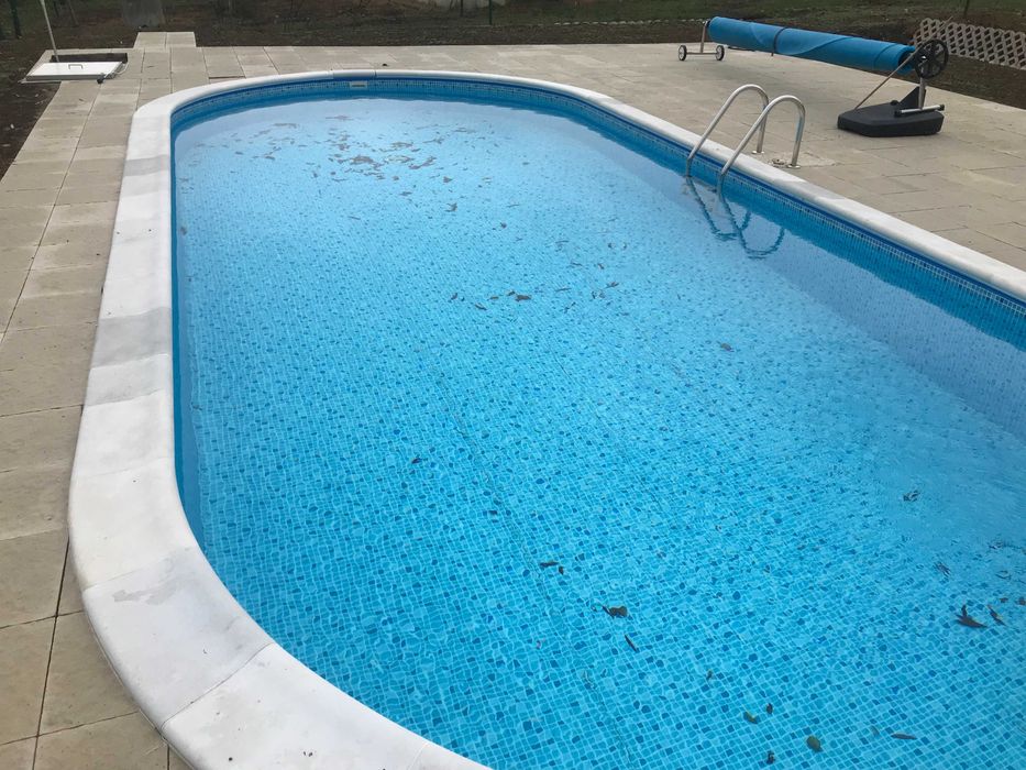 Piscina cu perete metalic 7x3.50x1.35 m si liner PVC Mozaic