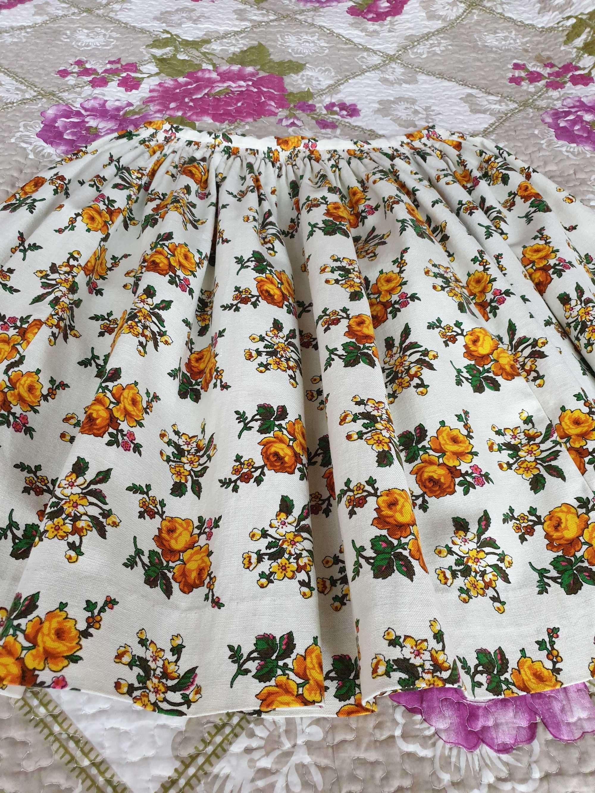 Fusta plisata print floral bumbac