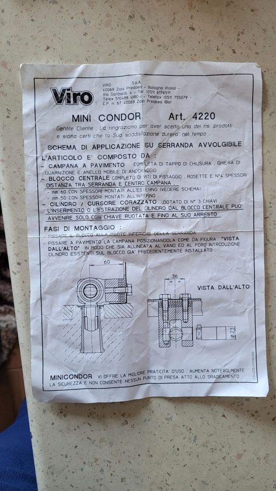 Lacăt pentru uși și grilaje rulou.  VIRO 4220