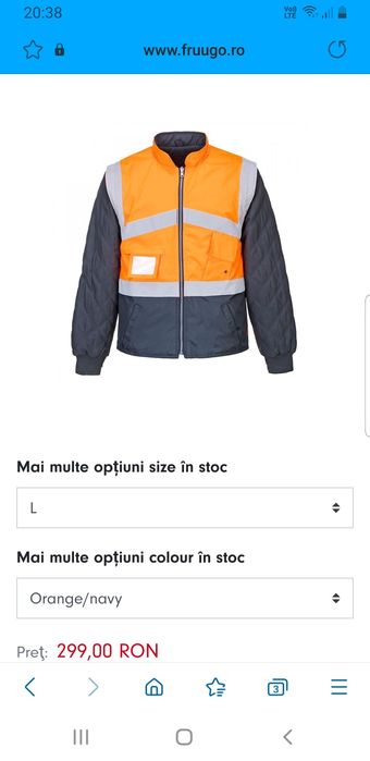 Jacheta de lucru orange/navy