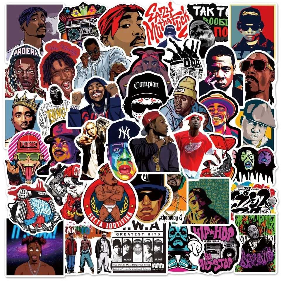 Стикери за декорация 50x-Old school hip-hop/2pac,Biggie,Eazy-e,Dr Dre