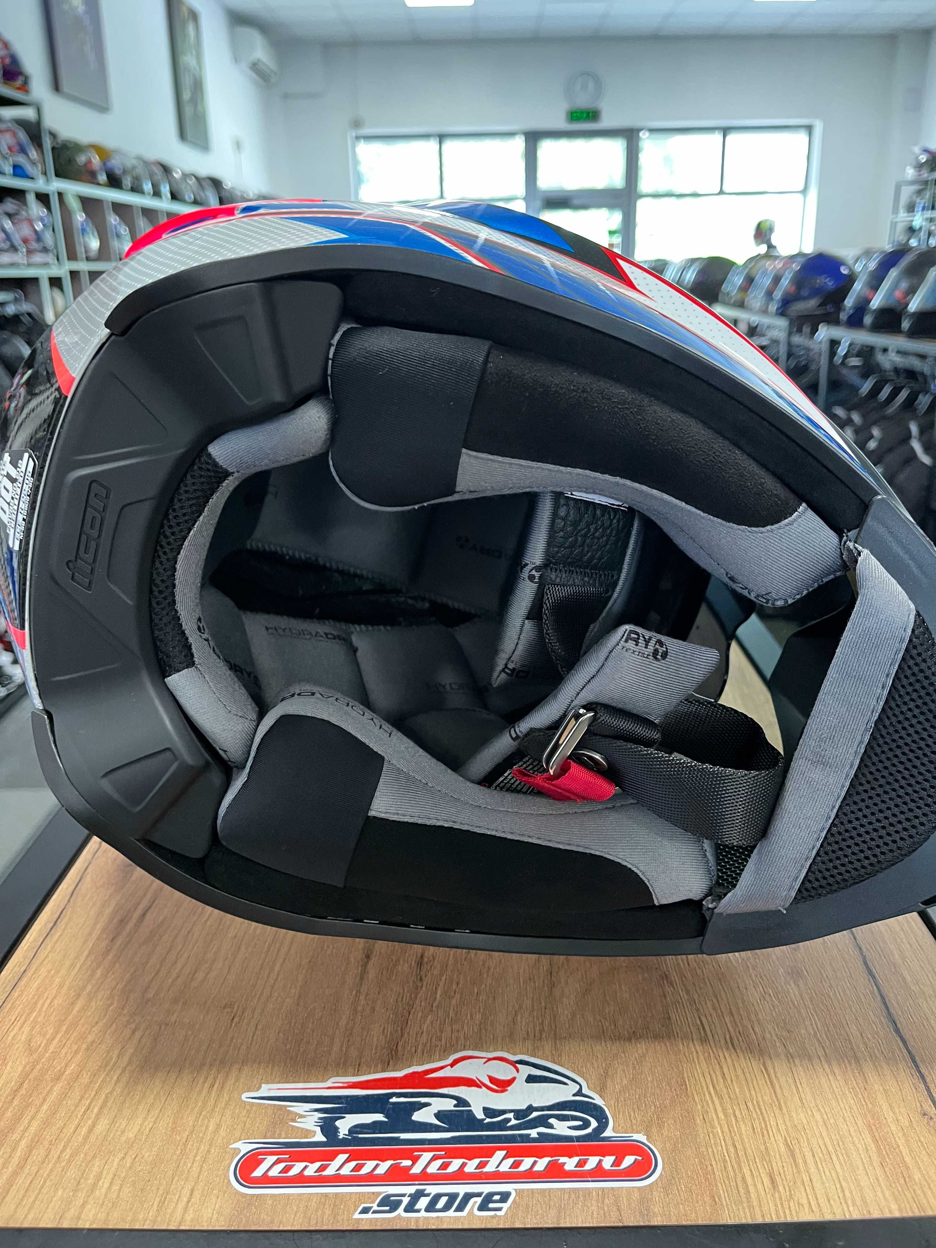 Мото каска ICON AIRFLITE ULTRA BOLT GLORY GLOSS,M 57-58см. два визьора