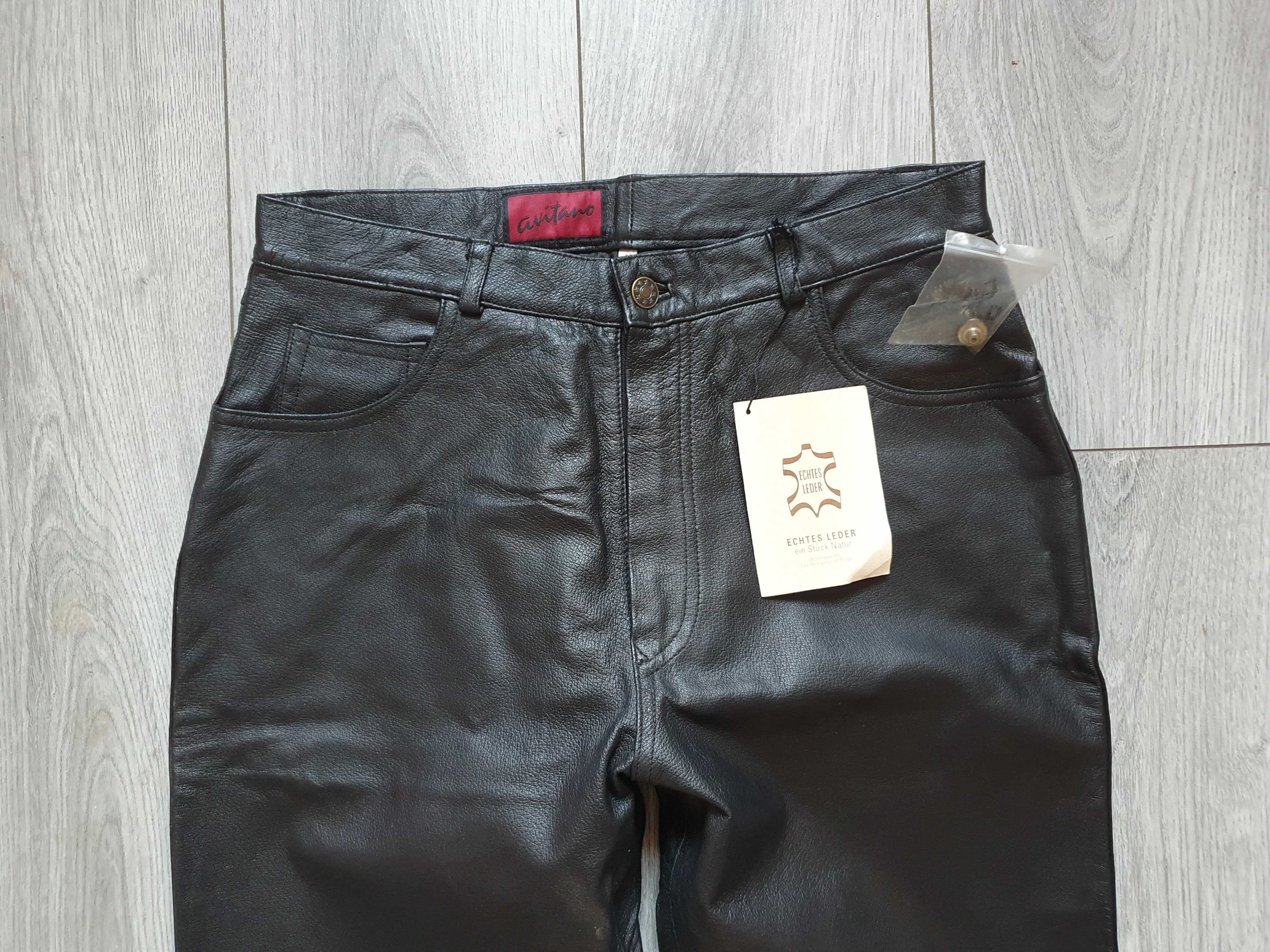Pantaloni de piele AVITAMO (rock, motor) - Marimea 42 (Talie 80 cm)