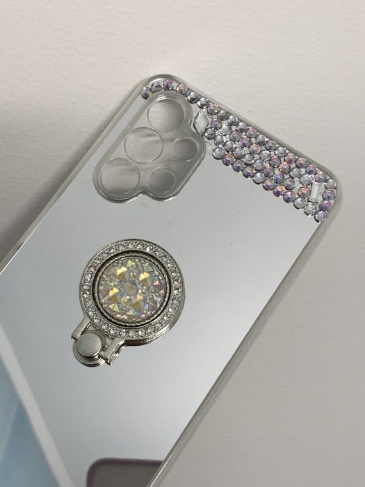 Husa tip oglinda, pietricele + inel pt. Samsung Galaxy A14 , A34 , A54