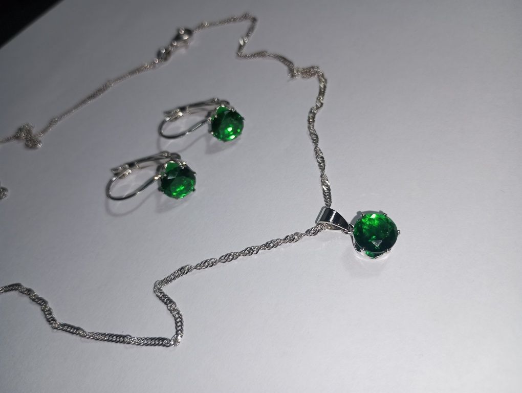 Set cercei și colier argint 925 cu zirconiu