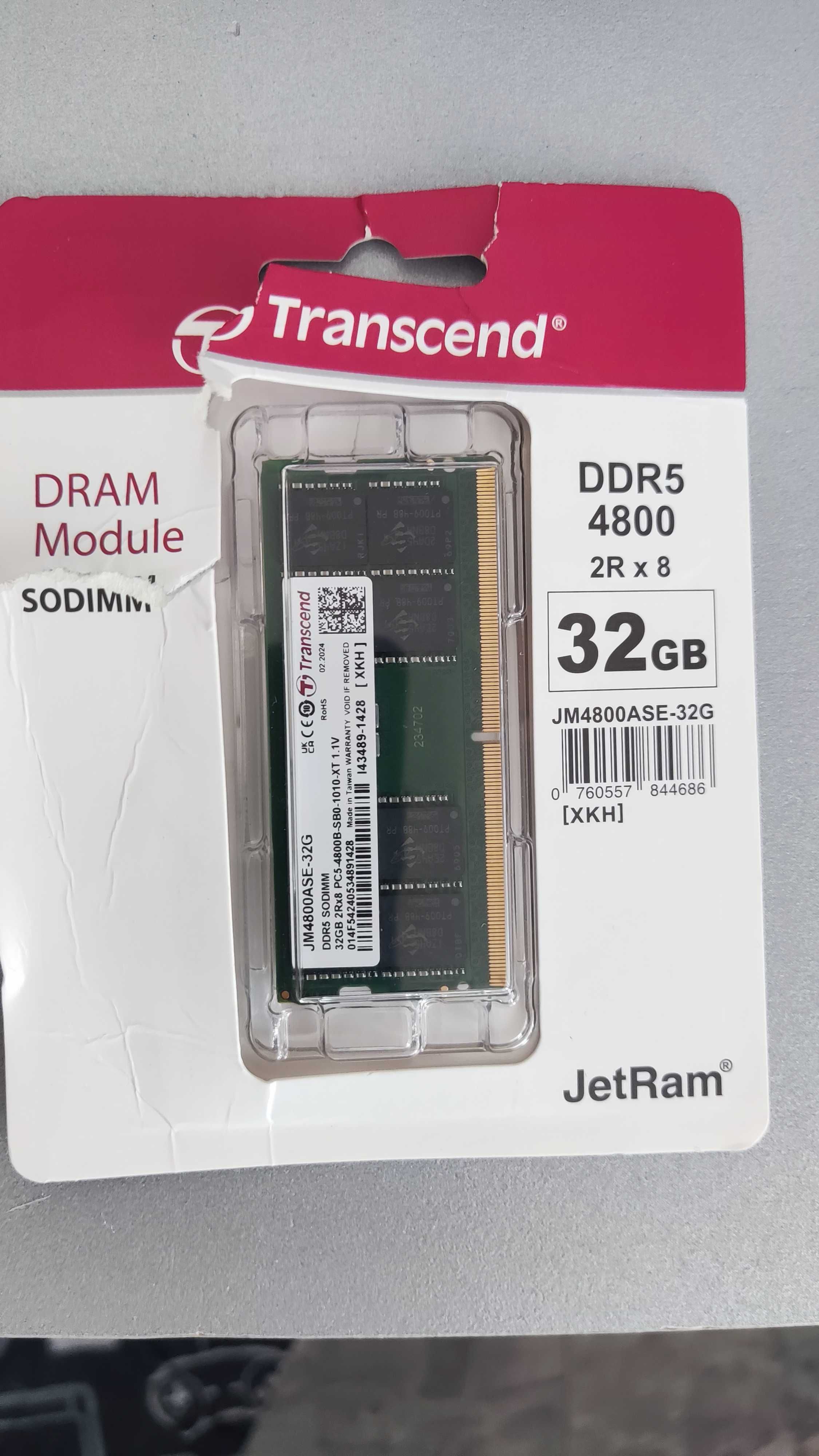 RAM памет за лаптоп Transcend 32GB DDR5 4800Mhz