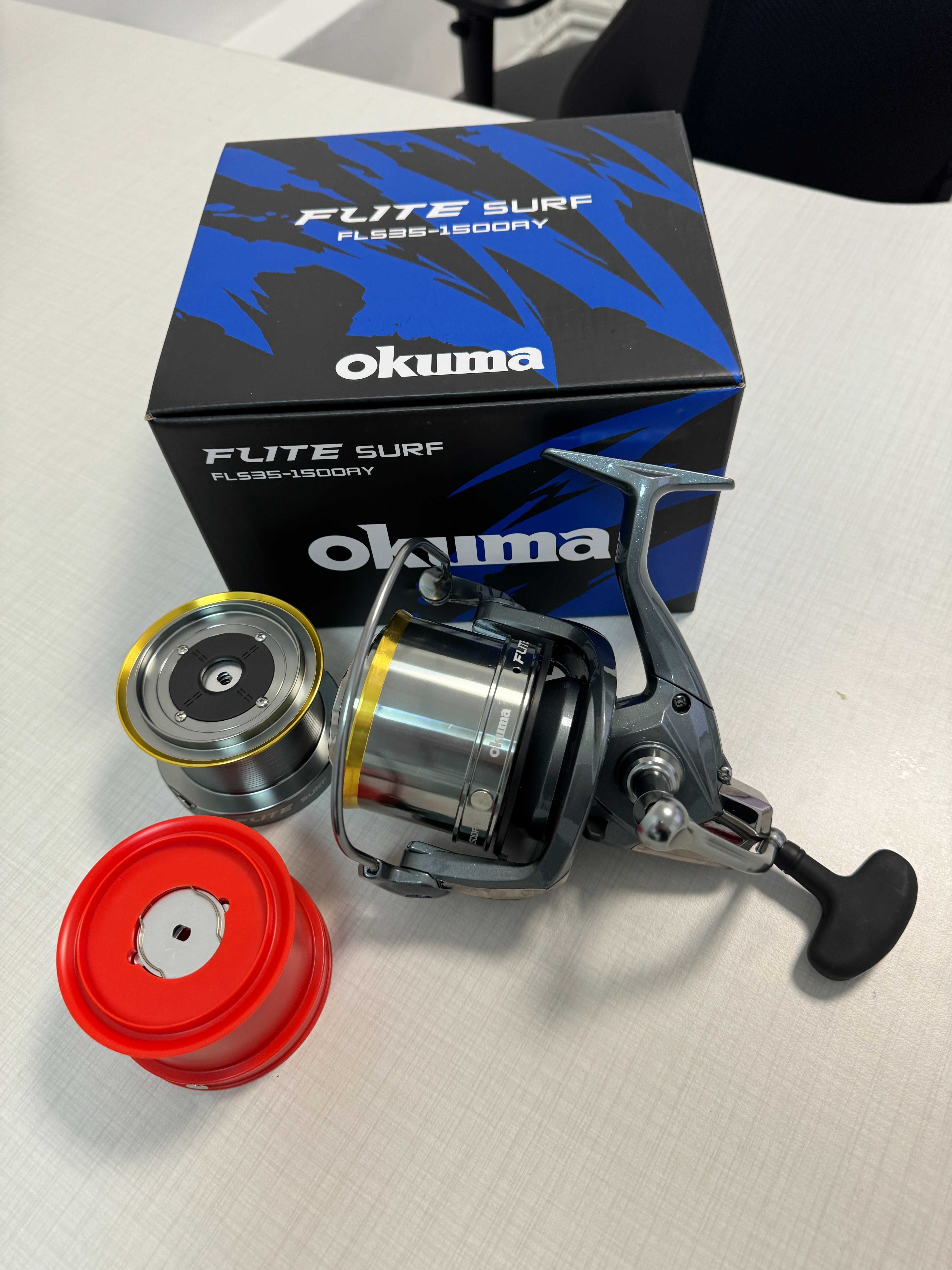 Mulineta Okuma Flite Surf FLS35 + clipsuri tamburi rezerva