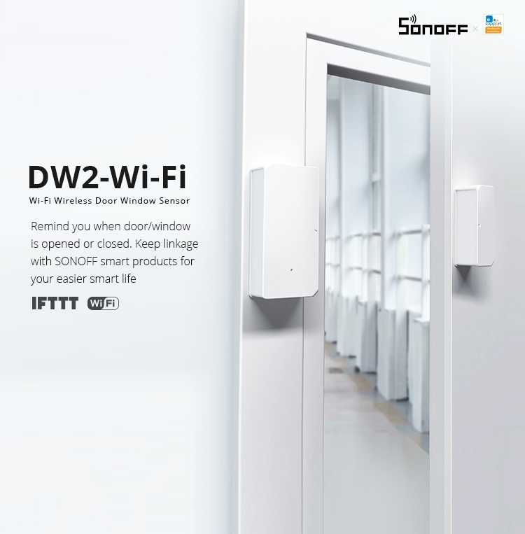 Senzor pentru usi si ferestre Sonoff DW2, Wi-Fi