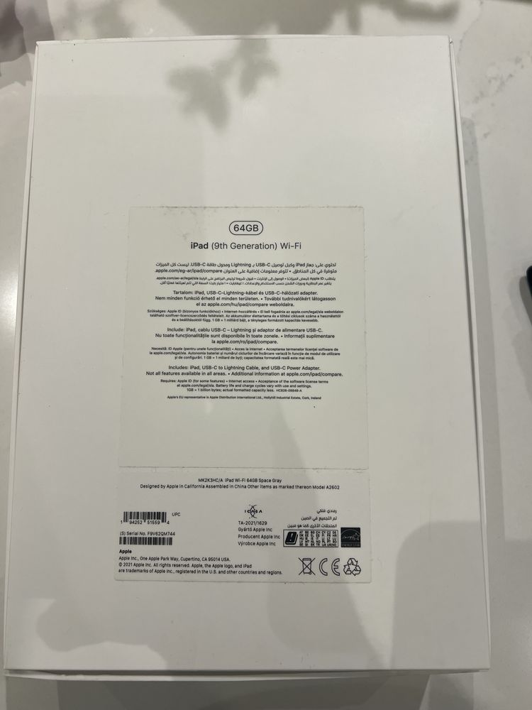 Таблет apple ipad 9, 64gb, wifi, space gey, неразличим от нов