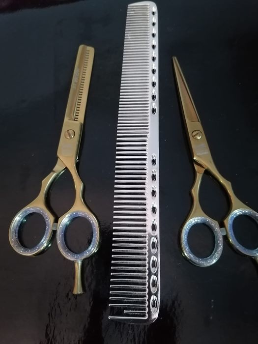 set foarfeci profesionale jaguar tuns filat pieptăn 5.5 auriu